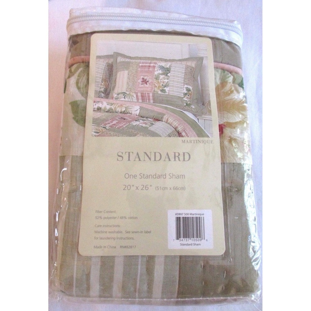 Domain Standard Sham Martinique Floral Plaid‎ 20 x 26 New